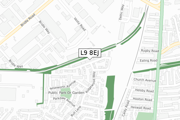 L9 8EJ map - large scale - OS Open Zoomstack (Ordnance Survey)