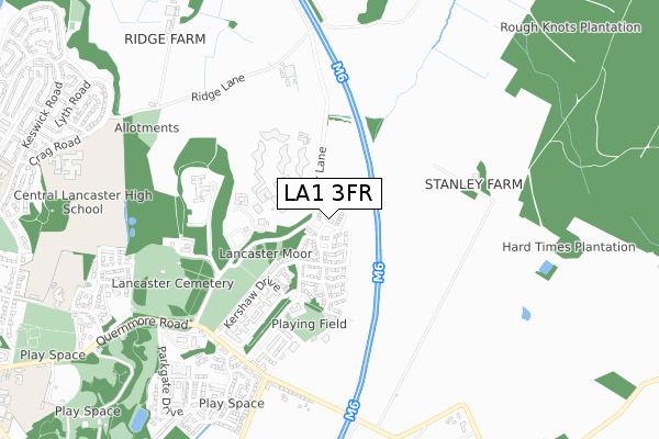 LA1 3FR map - small scale - OS Open Zoomstack (Ordnance Survey)