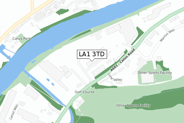 LA1 3TD map - large scale - OS Open Zoomstack (Ordnance Survey)