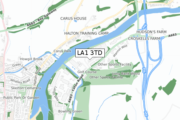 LA1 3TD map - small scale - OS Open Zoomstack (Ordnance Survey)