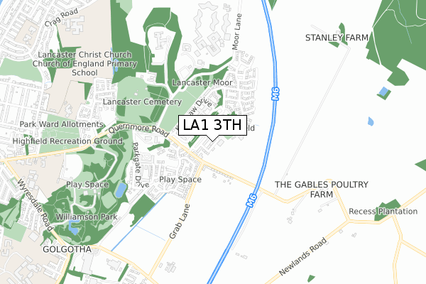 LA1 3TH map - small scale - OS Open Zoomstack (Ordnance Survey)