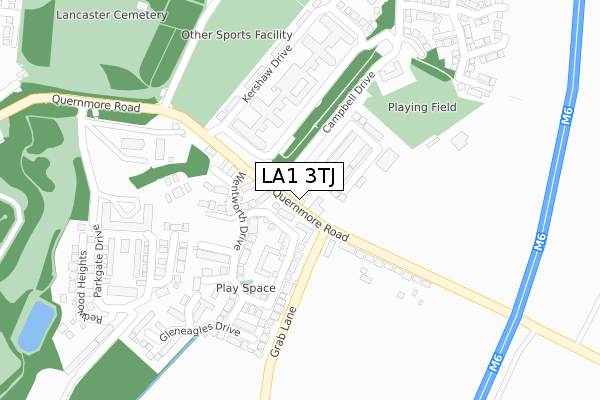 LA1 3TJ map - large scale - OS Open Zoomstack (Ordnance Survey)