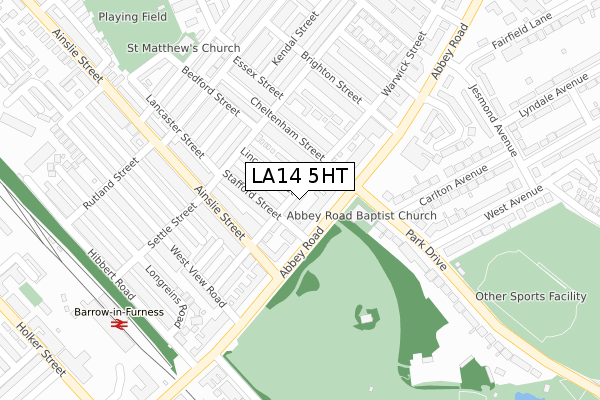 LA14 5HT map - large scale - OS Open Zoomstack (Ordnance Survey)