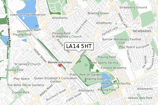 LA14 5HT map - small scale - OS Open Zoomstack (Ordnance Survey)