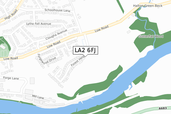 LA2 6FJ map - large scale - OS Open Zoomstack (Ordnance Survey)