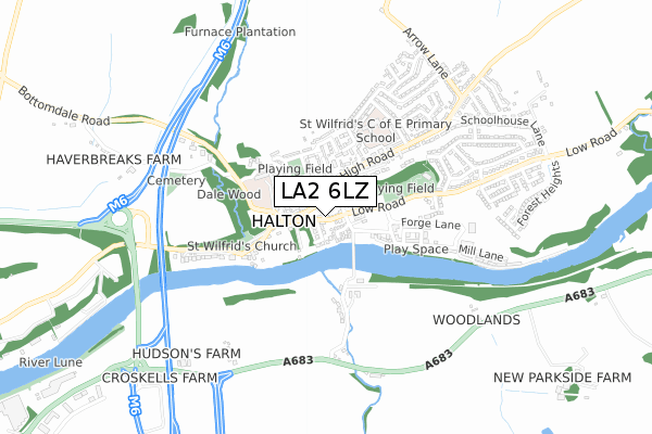 LA2 6LZ map - small scale - OS Open Zoomstack (Ordnance Survey)