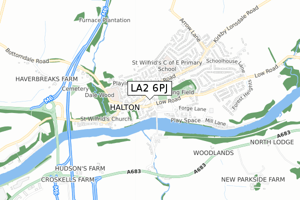 LA2 6PJ map - small scale - OS Open Zoomstack (Ordnance Survey)