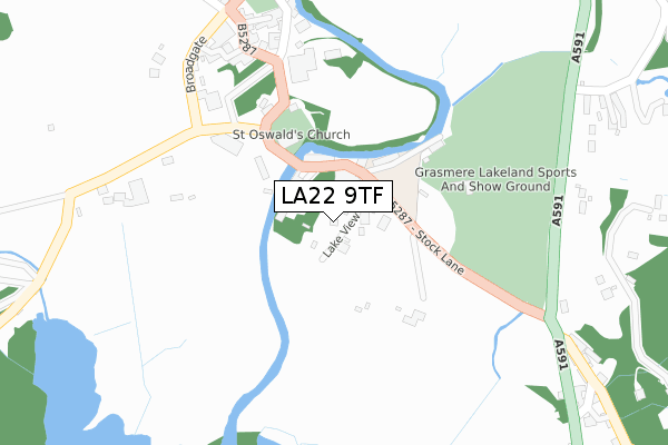 LA22 9TF map - large scale - OS Open Zoomstack (Ordnance Survey)