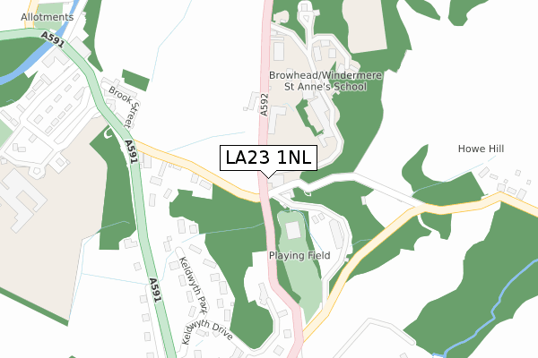 LA23 1NL map - large scale - OS Open Zoomstack (Ordnance Survey)