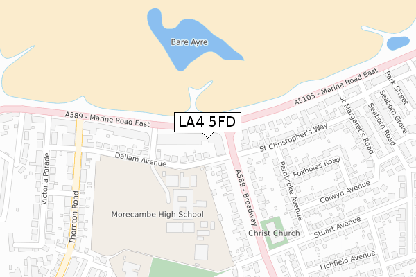 LA4 5FD map - large scale - OS Open Zoomstack (Ordnance Survey)