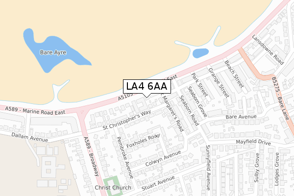 LA4 6AA map - large scale - OS Open Zoomstack (Ordnance Survey)