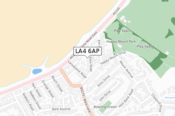 LA4 6AP map - large scale - OS Open Zoomstack (Ordnance Survey)