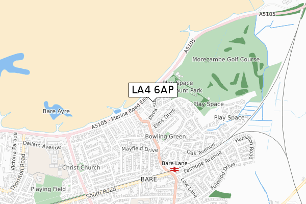 LA4 6AP map - small scale - OS Open Zoomstack (Ordnance Survey)