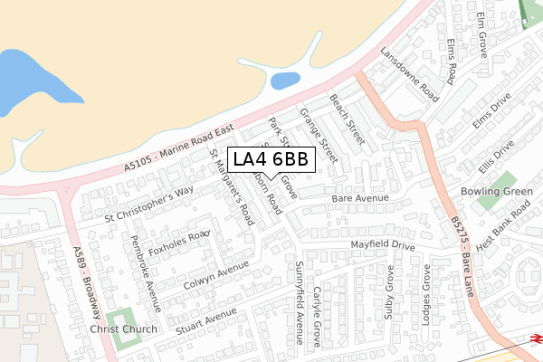 LA4 6BB map - large scale - OS Open Zoomstack (Ordnance Survey)