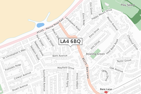 LA4 6BQ map - large scale - OS Open Zoomstack (Ordnance Survey)