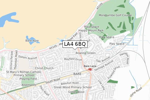 LA4 6BQ map - small scale - OS Open Zoomstack (Ordnance Survey)