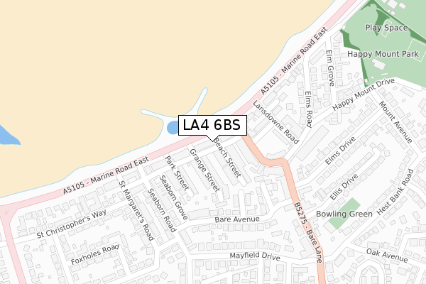 LA4 6BS map - large scale - OS Open Zoomstack (Ordnance Survey)