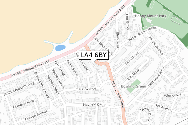 LA4 6BY map - large scale - OS Open Zoomstack (Ordnance Survey)