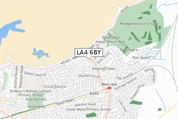 LA4 6BY map - small scale - OS Open Zoomstack (Ordnance Survey)