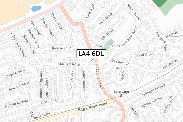 LA4 6DL map - large scale - OS Open Zoomstack (Ordnance Survey)