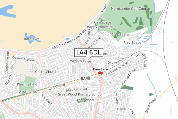 LA4 6DL map - small scale - OS Open Zoomstack (Ordnance Survey)