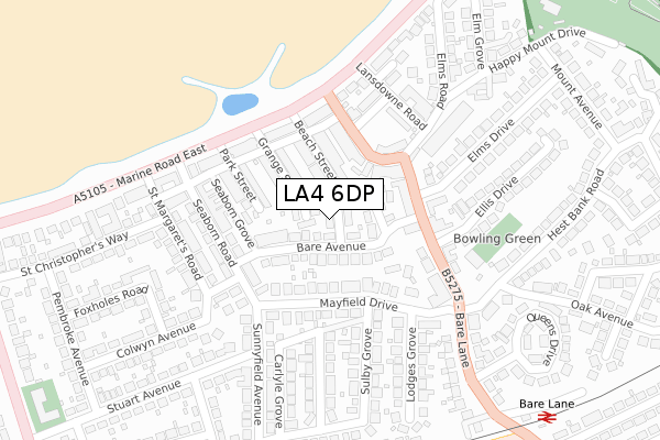 LA4 6DP map - large scale - OS Open Zoomstack (Ordnance Survey)