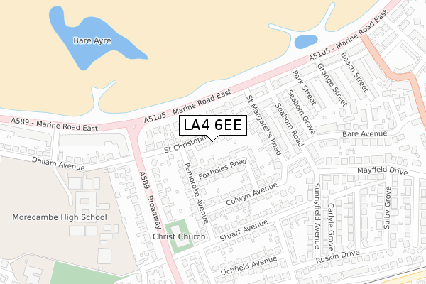 LA4 6EE map - large scale - OS Open Zoomstack (Ordnance Survey)