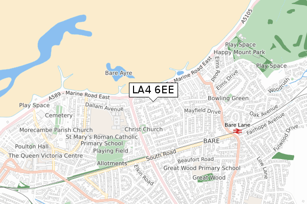 LA4 6EE map - small scale - OS Open Zoomstack (Ordnance Survey)