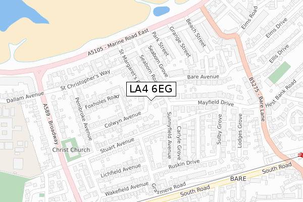 LA4 6EG map - large scale - OS Open Zoomstack (Ordnance Survey)