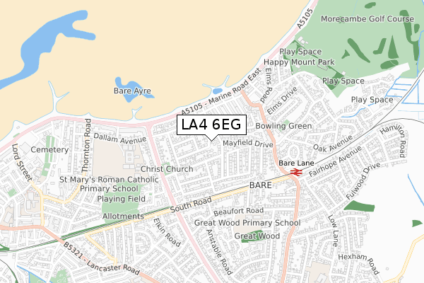 LA4 6EG map - small scale - OS Open Zoomstack (Ordnance Survey)