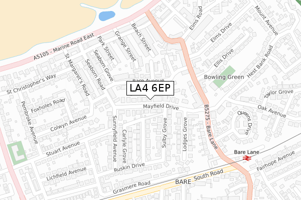 LA4 6EP map - large scale - OS Open Zoomstack (Ordnance Survey)