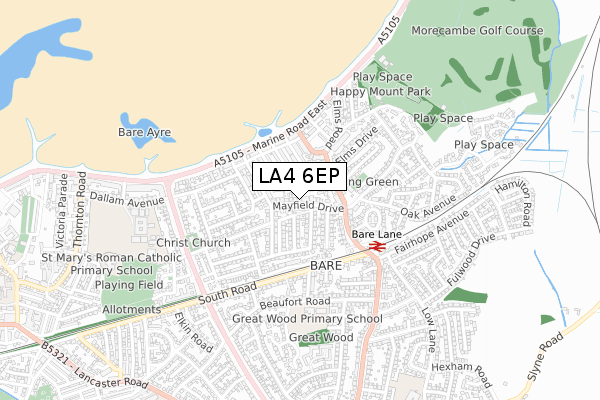 LA4 6EP map - small scale - OS Open Zoomstack (Ordnance Survey)