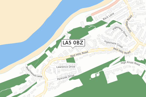 LA5 0BZ map - large scale - OS Open Zoomstack (Ordnance Survey)