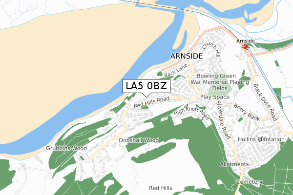 LA5 0BZ map - small scale - OS Open Zoomstack (Ordnance Survey)