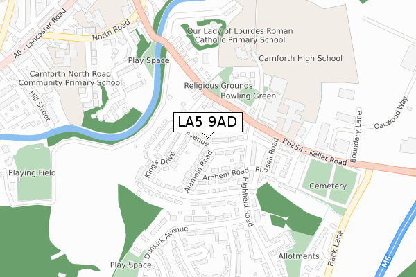 LA5 9AD map - large scale - OS Open Zoomstack (Ordnance Survey)