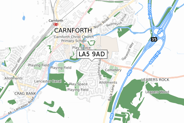 LA5 9AD map - small scale - OS Open Zoomstack (Ordnance Survey)