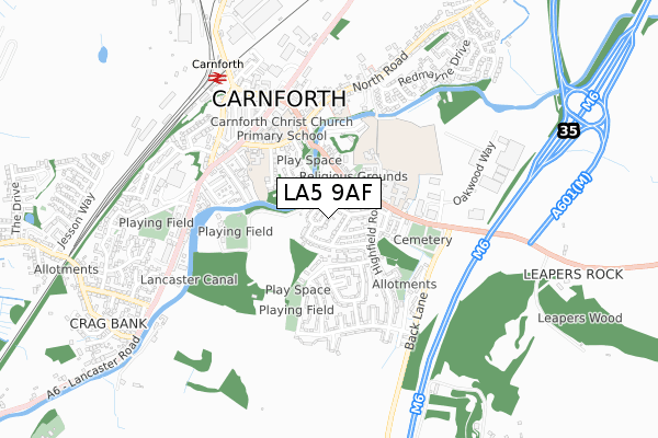 LA5 9AF map - small scale - OS Open Zoomstack (Ordnance Survey)