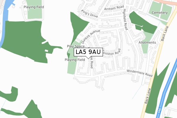 LA5 9AU map - large scale - OS Open Zoomstack (Ordnance Survey)