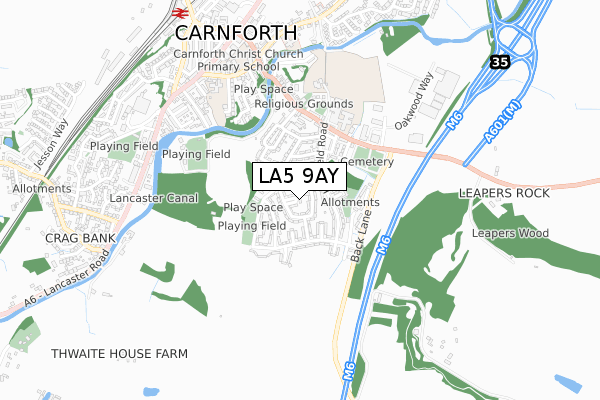 LA5 9AY map - small scale - OS Open Zoomstack (Ordnance Survey)