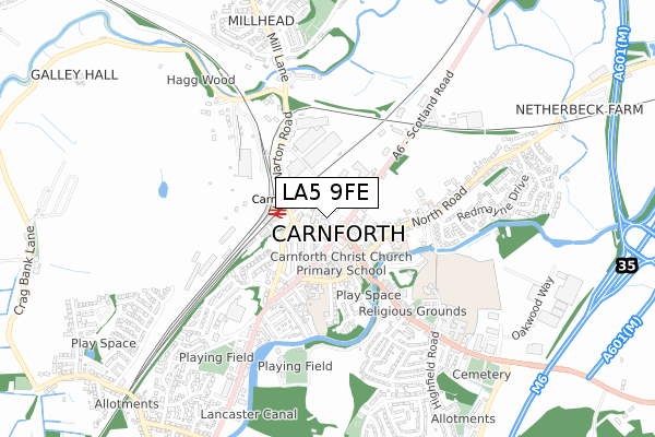 LA5 9FE map - small scale - OS Open Zoomstack (Ordnance Survey)