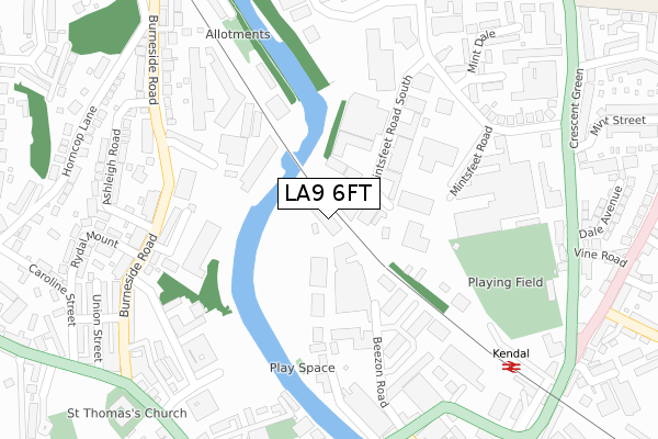 LA9 6FT map - large scale - OS Open Zoomstack (Ordnance Survey)