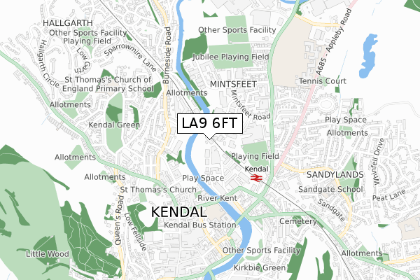 LA9 6FT map - small scale - OS Open Zoomstack (Ordnance Survey)