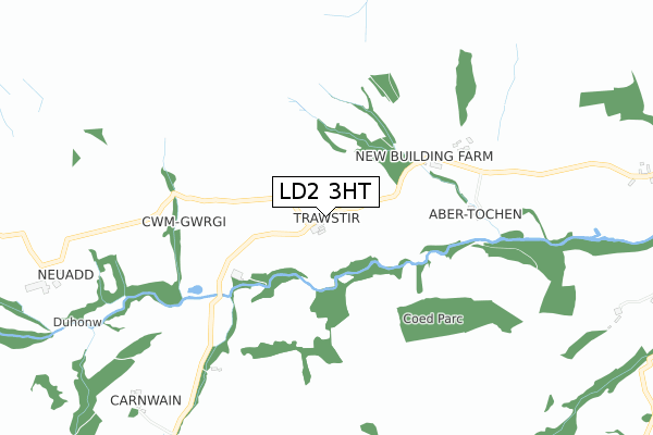 LD2 3HT map - small scale - OS Open Zoomstack (Ordnance Survey)