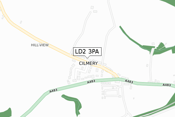 LD2 3PA map - large scale - OS Open Zoomstack (Ordnance Survey)