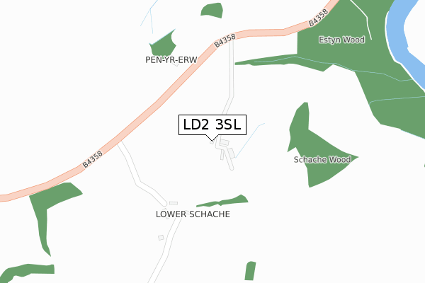 LD2 3SL map - large scale - OS Open Zoomstack (Ordnance Survey)