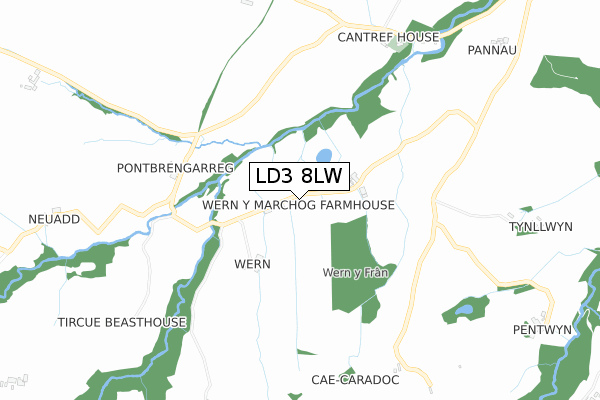 LD3 8LW map - small scale - OS Open Zoomstack (Ordnance Survey)