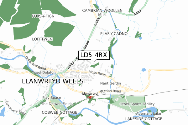 LD5 4RX map - small scale - OS Open Zoomstack (Ordnance Survey)