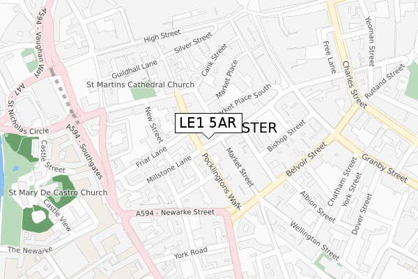 LE1 5AR map - large scale - OS Open Zoomstack (Ordnance Survey)