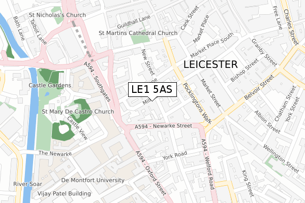 LE1 5AS map - large scale - OS Open Zoomstack (Ordnance Survey)