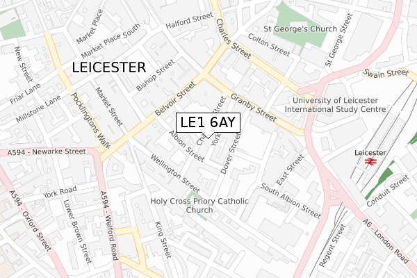 LE1 6AY map - large scale - OS Open Zoomstack (Ordnance Survey)